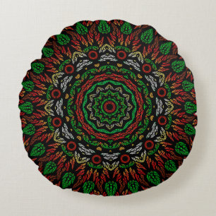 Coussins Ronds Gothique Feuilles Mandala Motif