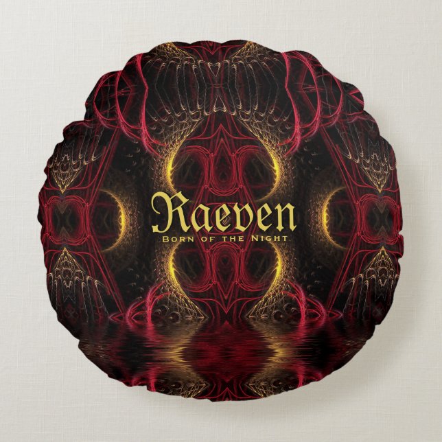 Coussins Ronds Gothique Valentine Gold Hearts Dark Romance (Devant)