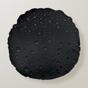 Coussins Ronds gouttes d'eau sur la fenêtre noire
