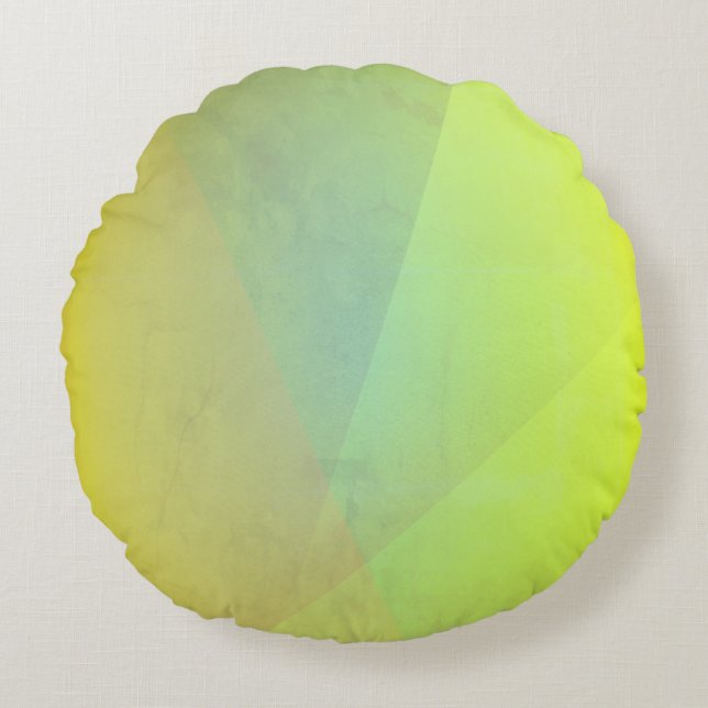 Coussins Ronds Gradation géométrique jaune moderne (Devant)
