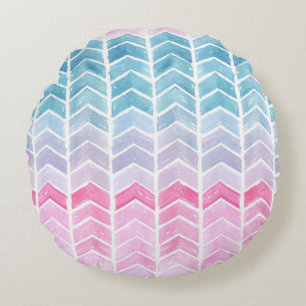 Coussins Ronds Gradient Chevron : Aquarelle Motif Herringbone.