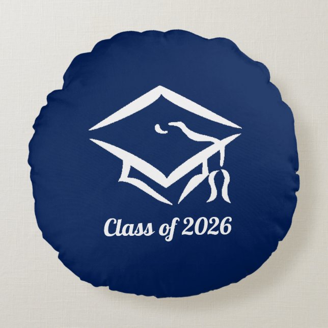 Coussins Ronds Graduation Class of 20?? BLUCLWHT Customize Year (Devant)