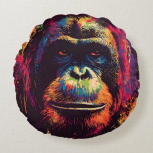 Coussins Ronds Graffiti sauvage Gorille de la jungle urbaine