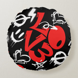 Coussins Ronds grafitti LOVE B. Black BG