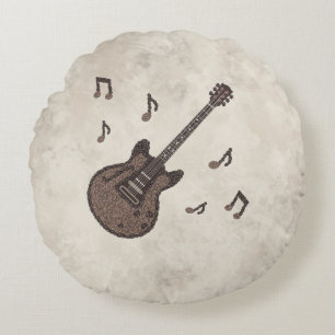 Coussins Ronds Grains de café-Café-Guitare-Art du café-Musique-