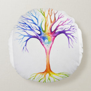 Coussins Ronds Grand arbre neuronal coloré