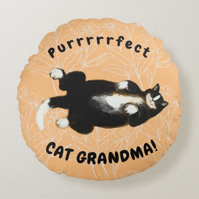 Coussins Ronds Grand-mère de chat (Devant)