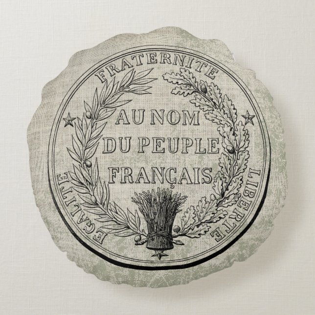 Coussins Ronds Grand Sceau vintage de France (Dos)
