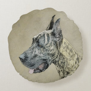 Coussins Ronds Grande Danse (Brindle) Peinture - Art Chien origin