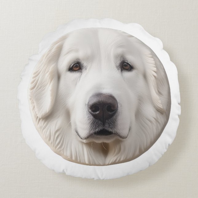 Coussins Ronds Grande Pyrénées Chien 3D Inspiré (Devant)