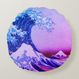 Coussins Ronds Grande vague au large de Kanagawa & Art japonais /