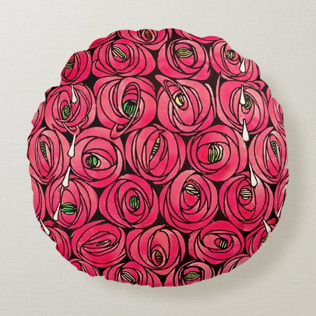 Coussins Ronds Graphique rose Art Nouveau Rennie Macintosh (Devant)