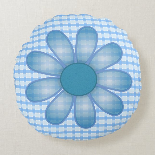 Coussins Ronds Graphiques Fleur Bleue Screwball (Devant)
