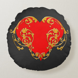 Coussins Ronds Gras Romantique Saint Valentin Rouge Goth Coeur Je