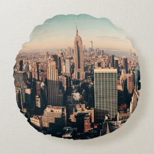 Coussins Ronds gratte-ciel de New York City toit terrasse vues ur