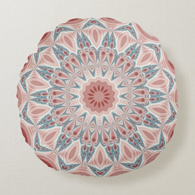 Coussins Ronds Grattez moderne Kaleidoscope Mandala art fractal (Devant)