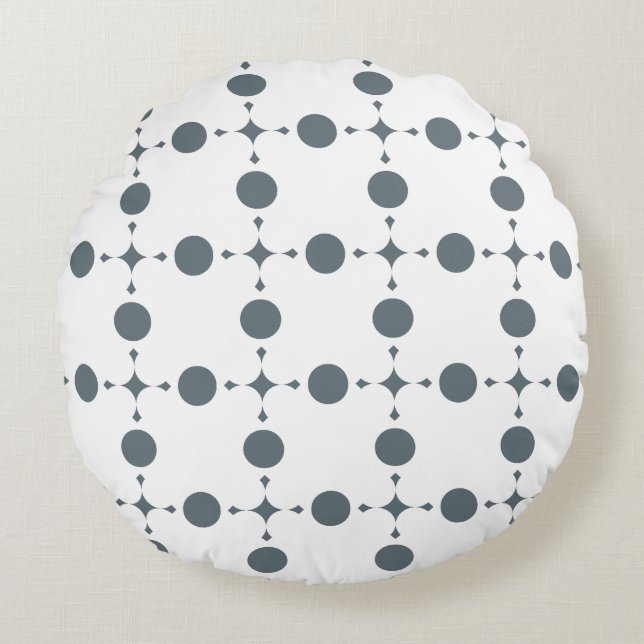 Coussins Ronds Gray Polka Dots, Polka Dot Pattern, Dots (Devant)