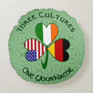 Coussins Ronds Grèce irlandais USA drapeaux Shamrock personnalisé