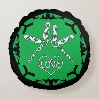 Coussins Ronds Green Heart Chakra "Love" Dragonfly Design