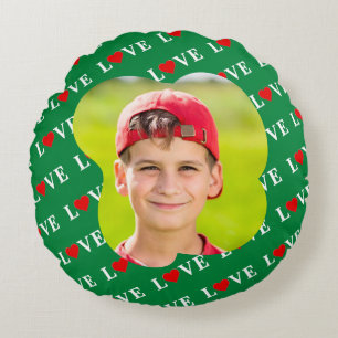 Coussins Ronds Green LOVE Heart Retro Élégant