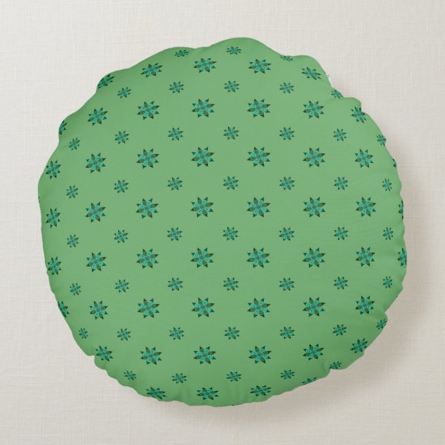 Coussins Ronds Green Star Round Throw Pillow (Dos)