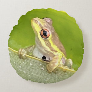 Coussins Ronds Grenouille arboricole sur oreiller à lancer Plante
