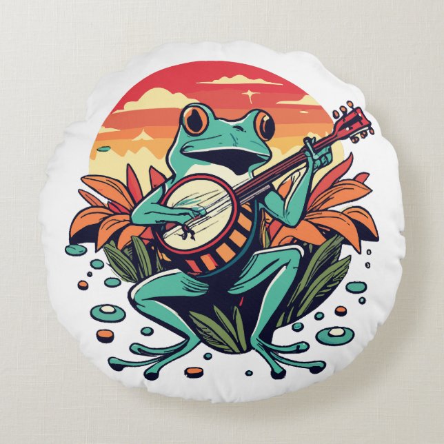 Coussins Ronds Grenouille banjo (Devant)