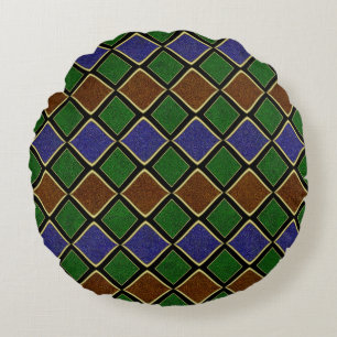 Coussins Ronds Grille Diamant Arlequin : Harmonie Texturée