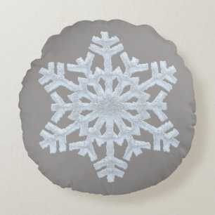 Coussins Ronds Gris élégant congelé blanc glacial de Noël de