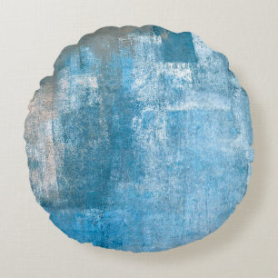 Coussins Ronds Gris et Bleu Art Abstrait Peinture abstraite, pein