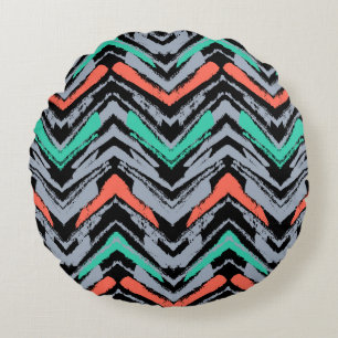 Coussins Ronds Gris, Teal, et motif tiré par la main de corail d