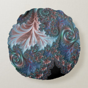 Coussins Ronds Groovy Colorful Boho Hippie Mandelbrot Fractal Art