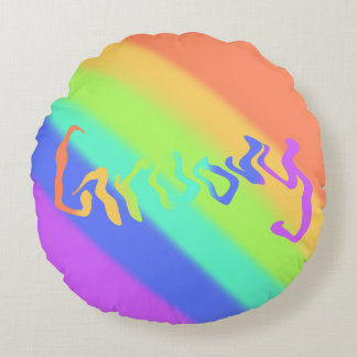 Coussins Ronds Groovy Psychedelic Rainbow