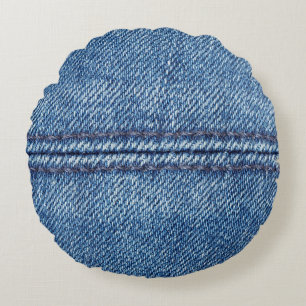 Coussins Ronds Gros plan arrière - plan denim bleu (macro)