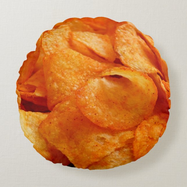 Coussins Ronds Gros plan de chips juteux, croustillants sur plaqu (Devant)