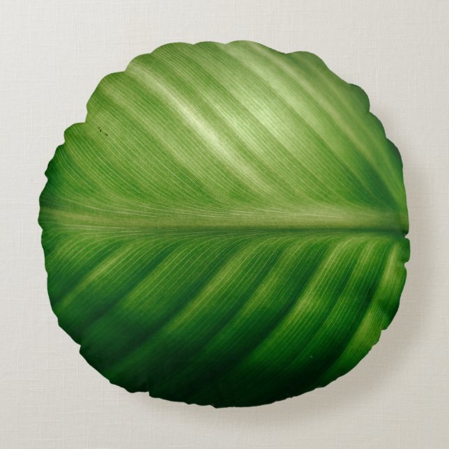Coussins Ronds Gros plan des feuilles vertes (Devant)