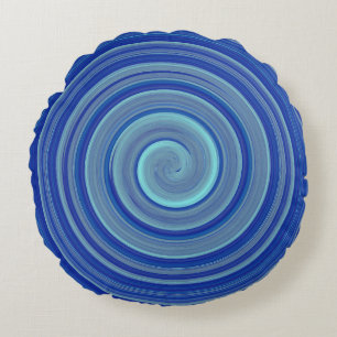 Coussins Ronds Grosse spirale bleue