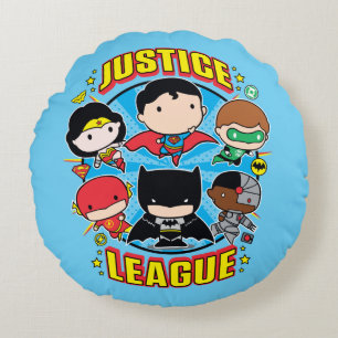 Coussins Ronds Groupe de la Ligue de la justice de Chibi