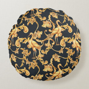 Coussins Ronds Grues baroques dorées : ornement rococo.
