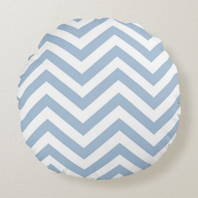 Coussins Ronds Grunge bleu-clair Chevron texturisé (Devant)