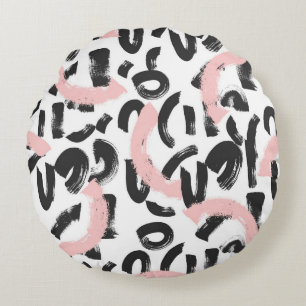 Coussins Ronds Grunge graffiti : touches de pinceau d'art.