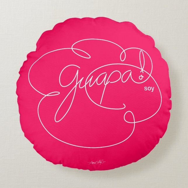 Coussins Ronds GUAPA soy - Bold CloudS - Script blanc (Devant)
