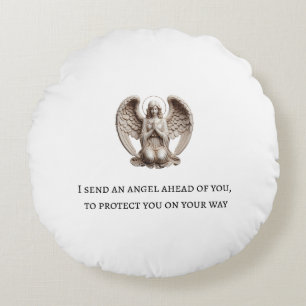 Coussins Ronds Guardian Angel – "I Send an Angel Ahead of You" Bi