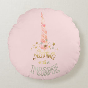 Coussins Ronds Guillemet inspirant de Unicorne rose