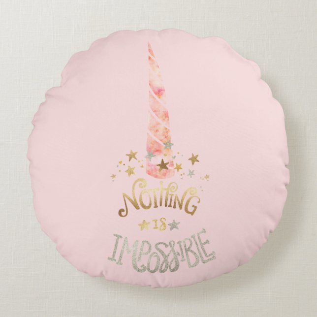 Coussins Ronds Guillemet inspirant de Unicorne rose (Devant)
