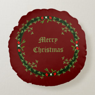 Coussins Ronds Guirlande de Noël gothique personnalisée double fa
