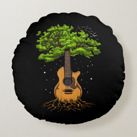 Coussins Ronds Guitare Acoustique Arbre De Vie (Devant)