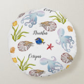 Coussins Ronds Habitants des fonds marins de l'aquarelle (Dos)