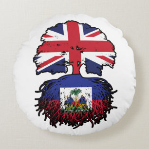 Coussins Ronds Haïti Haïti Royaume-Uni drapeau des racines de l'a