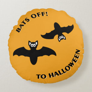 Coussins Ronds Halloween Bats Orange